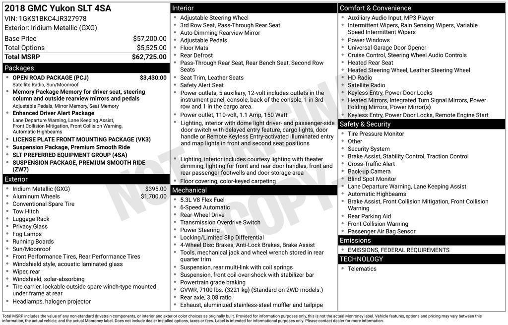 used 2018 GMC Yukon car, priced at $22,494