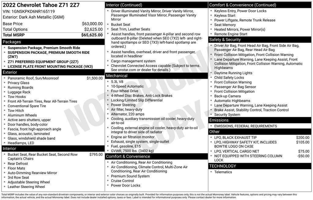used 2022 Chevrolet Tahoe car, priced at $45,289