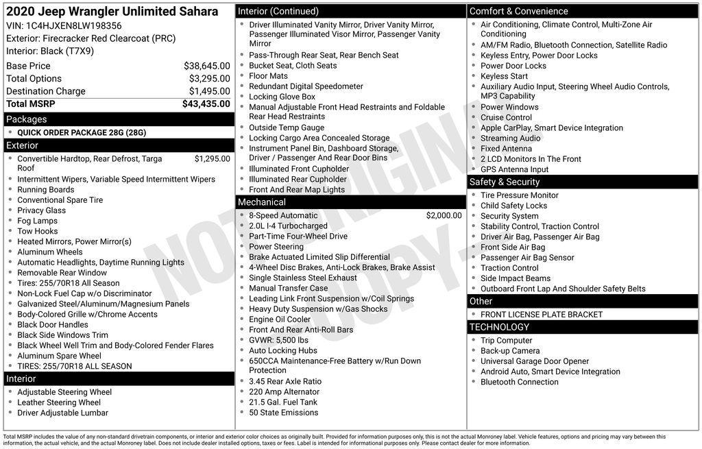 used 2020 Jeep Wrangler Unlimited car, priced at $17,569