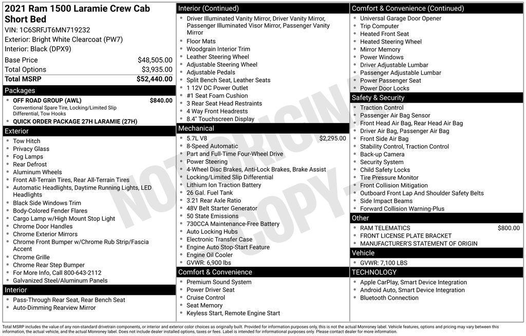 used 2021 Ram 1500 car, priced at $31,943