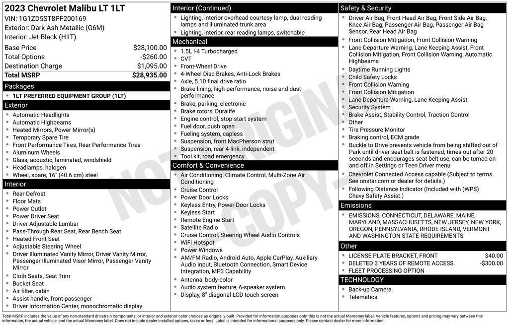 used 2023 Chevrolet Malibu car, priced at $16,307