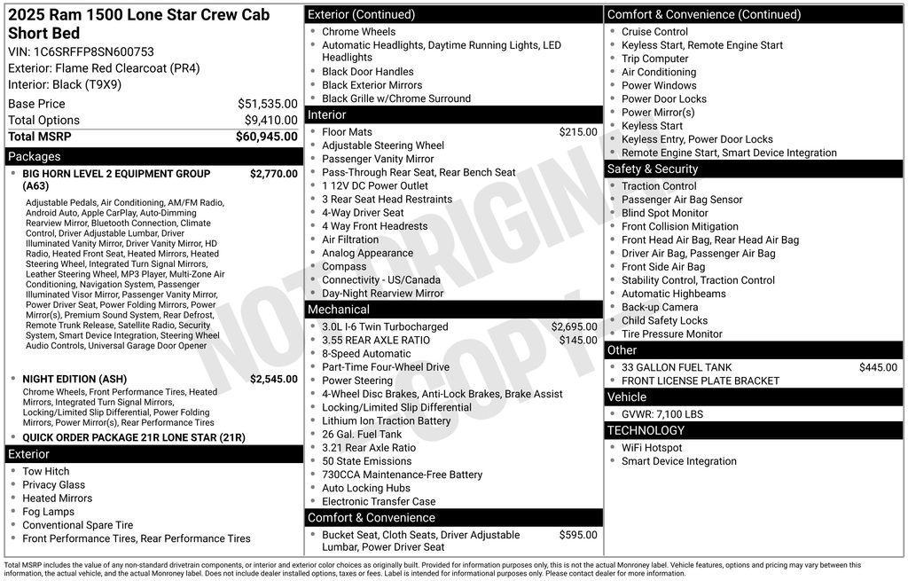 used 2025 Ram 1500 car, priced at $43,996