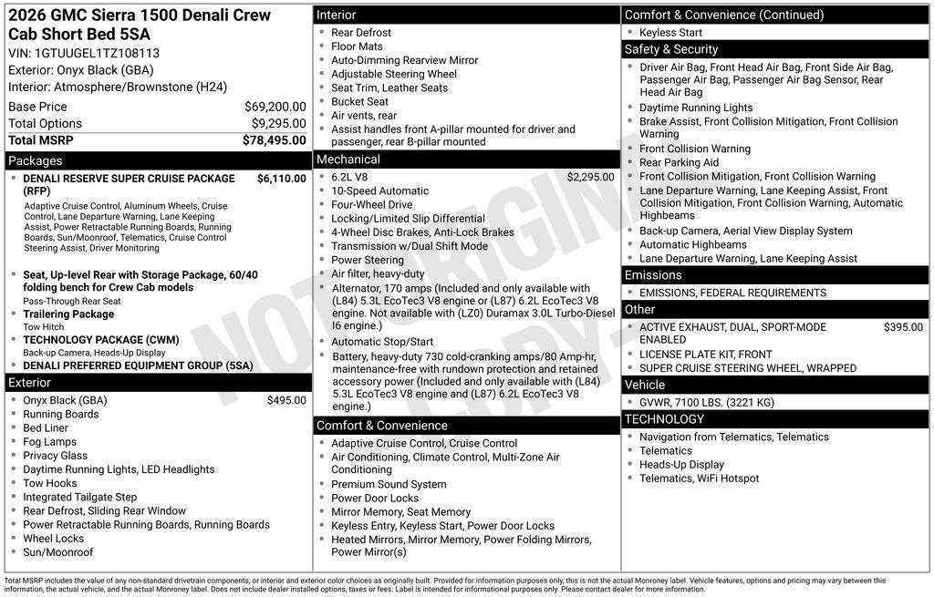 new 2026 GMC Sierra 1500 car, priced at $68,729