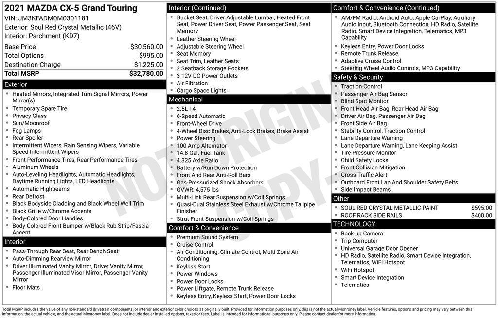 used 2021 Mazda CX-5 car, priced at $17,966