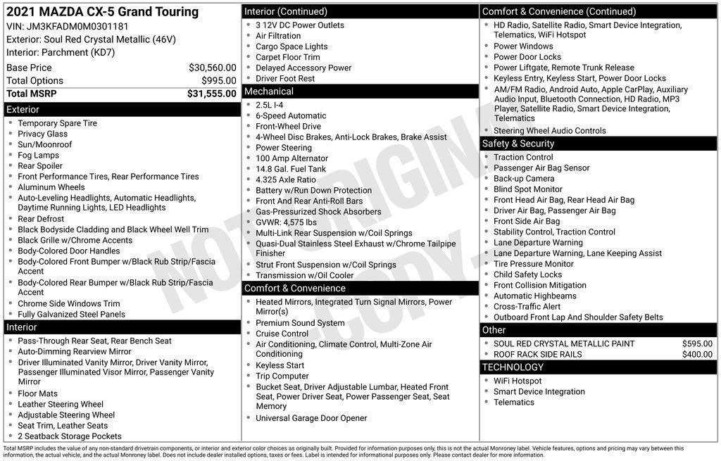 used 2021 Mazda CX-5 car, priced at $18,594