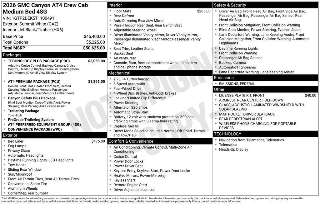 new 2026 GMC Canyon car, priced at $52,153