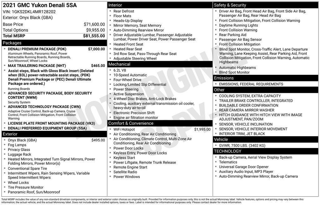 used 2021 GMC Yukon car, priced at $50,990