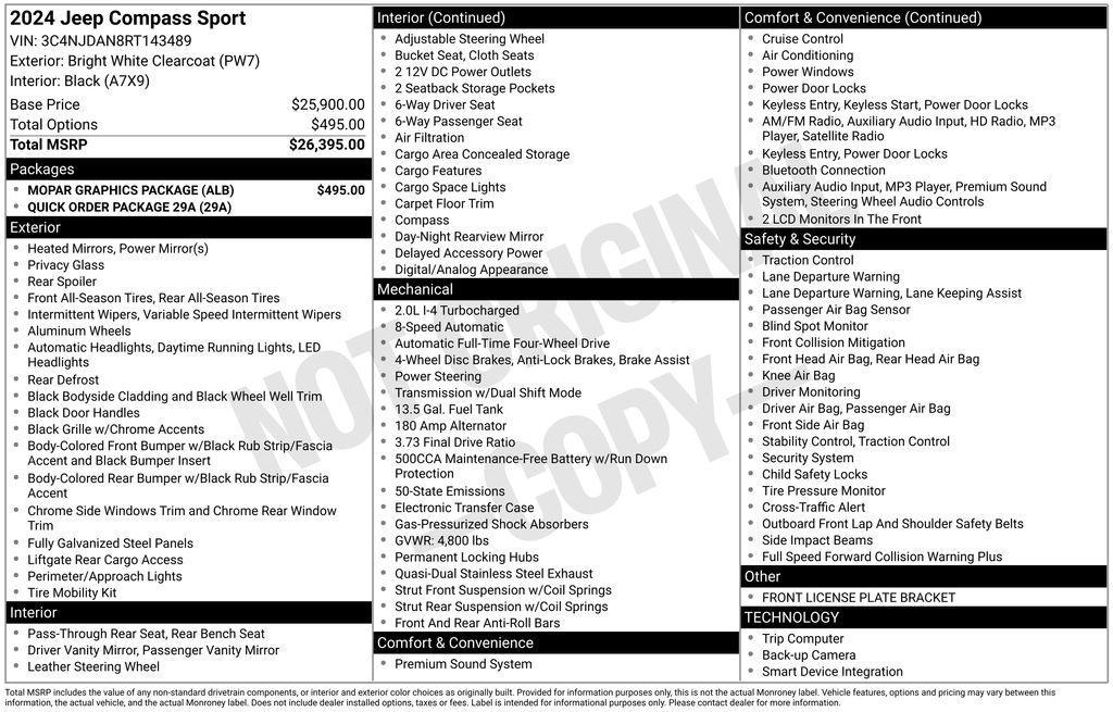 used 2024 Jeep Compass car, priced at $19,766