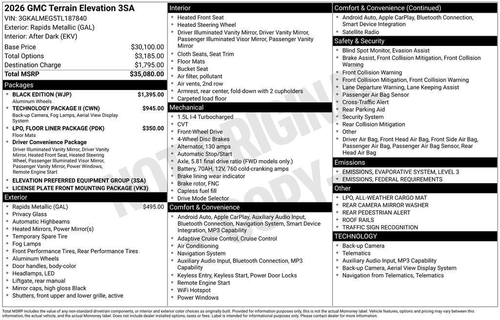 new 2026 GMC Terrain car, priced at $32,996