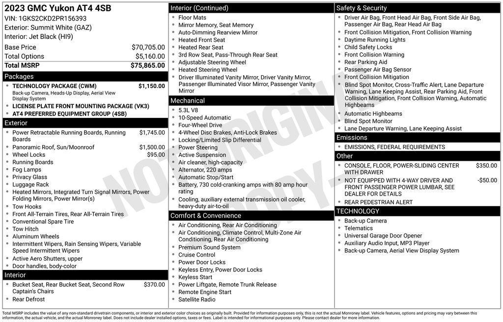 used 2023 GMC Yukon car, priced at $57,663