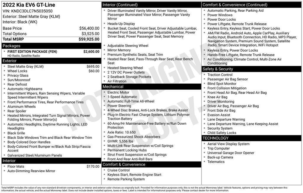 used 2022 Kia EV6 car, priced at $21,794