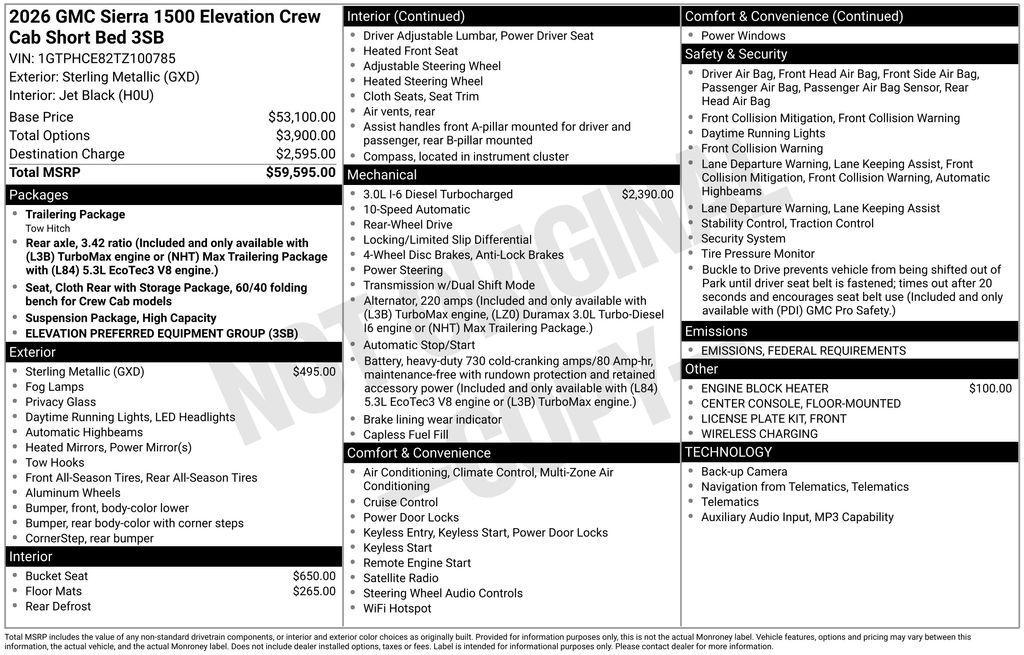 new 2026 GMC Sierra 1500 car, priced at $50,106