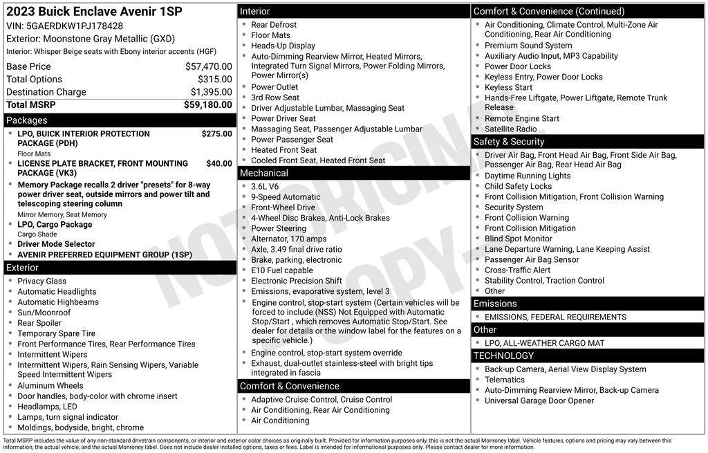 used 2023 Buick Enclave car, priced at $36,982