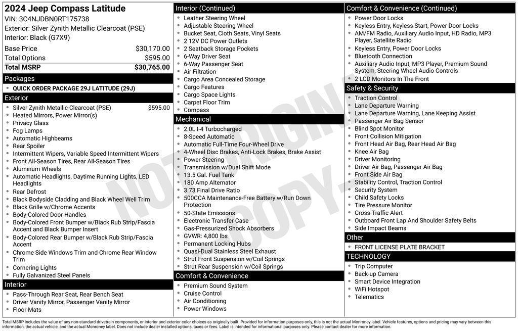 used 2024 Jeep Compass car, priced at $23,467