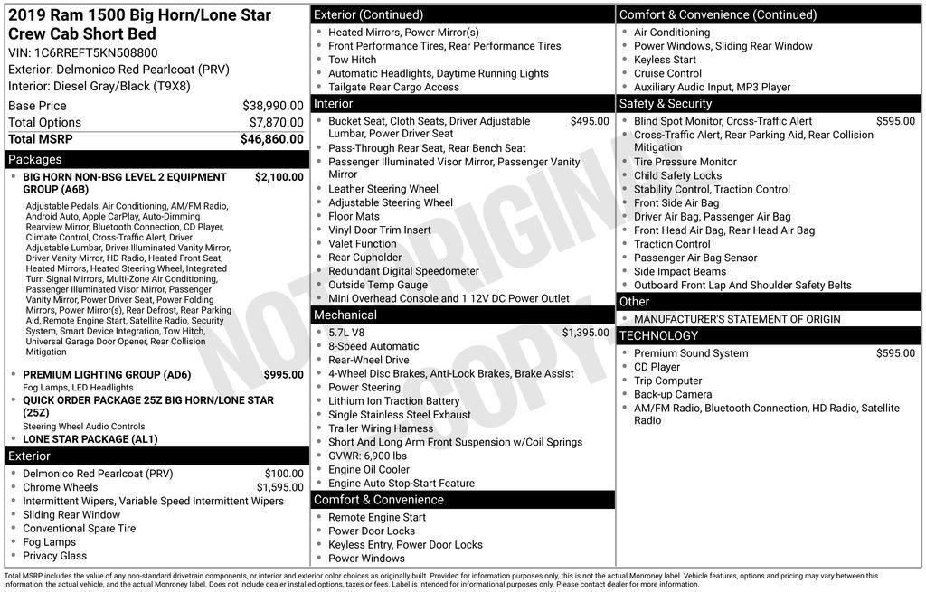 used 2019 Ram 1500 car, priced at $26,903