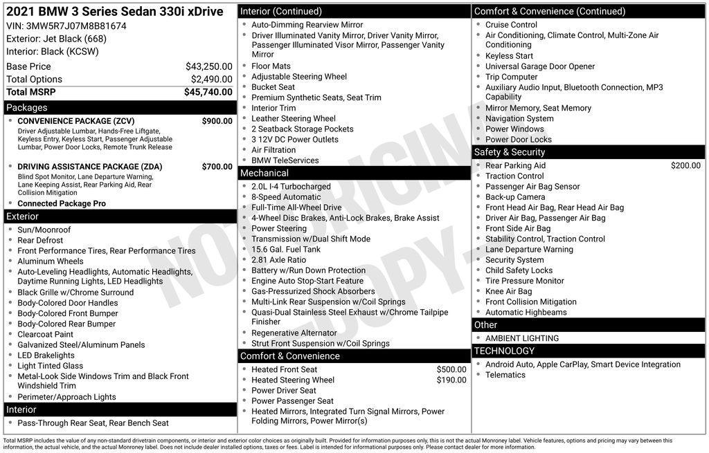 used 2021 BMW 330 car, priced at $22,916