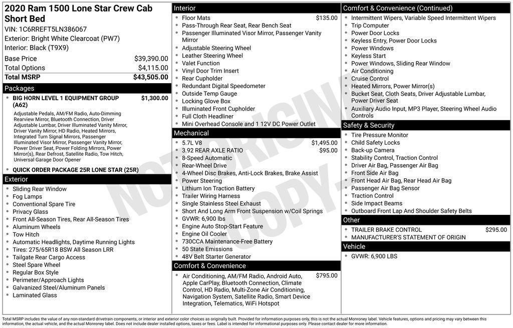 used 2020 Ram 1500 car, priced at $21,762
