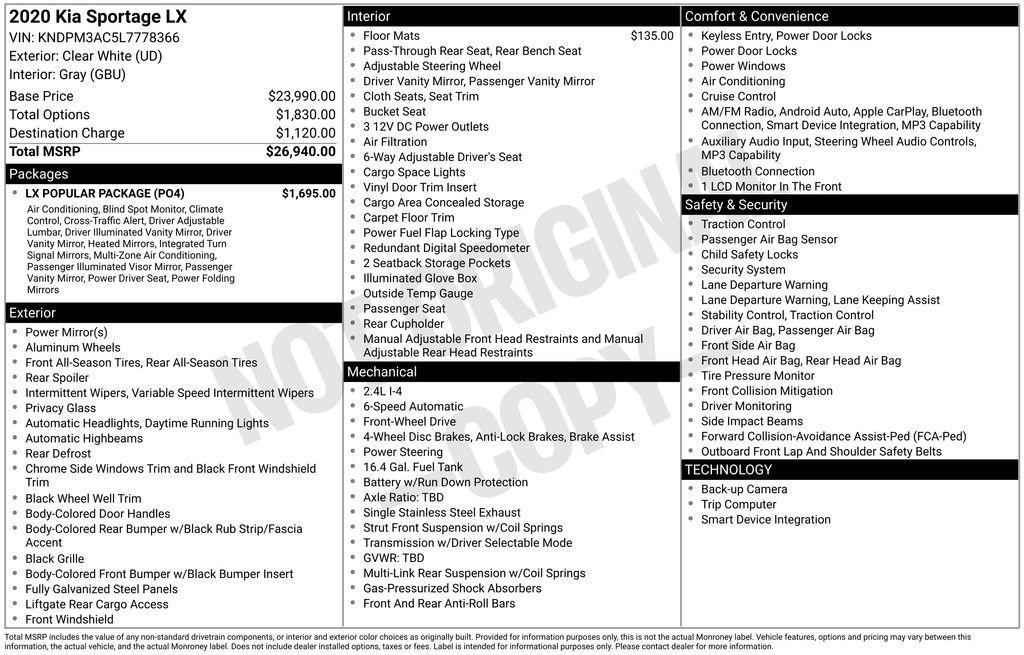 used 2020 Kia Sportage car, priced at $15,298