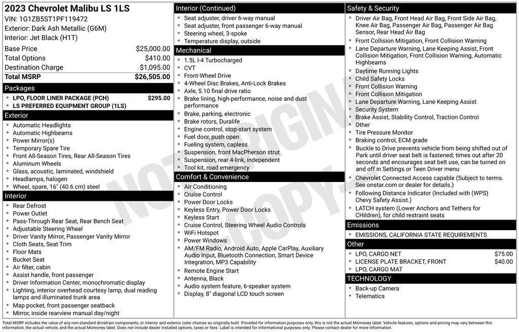 used 2023 Chevrolet Malibu car, priced at $18,119