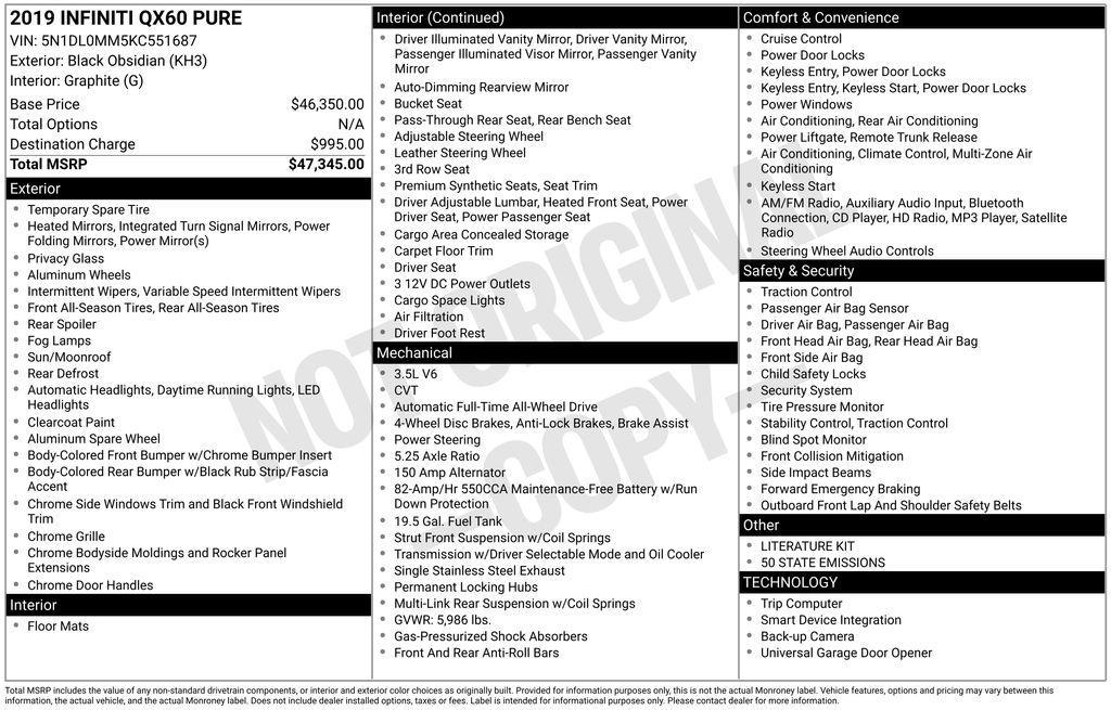 used 2019 INFINITI QX60 car, priced at $11,664