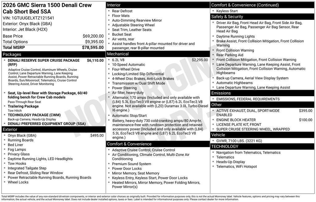 new 2026 GMC Sierra 1500 car, priced at $68,817