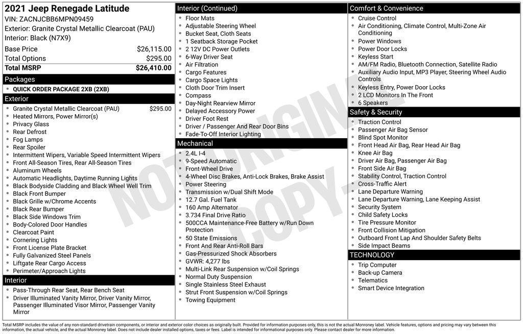 used 2021 Jeep Renegade car, priced at $18,581