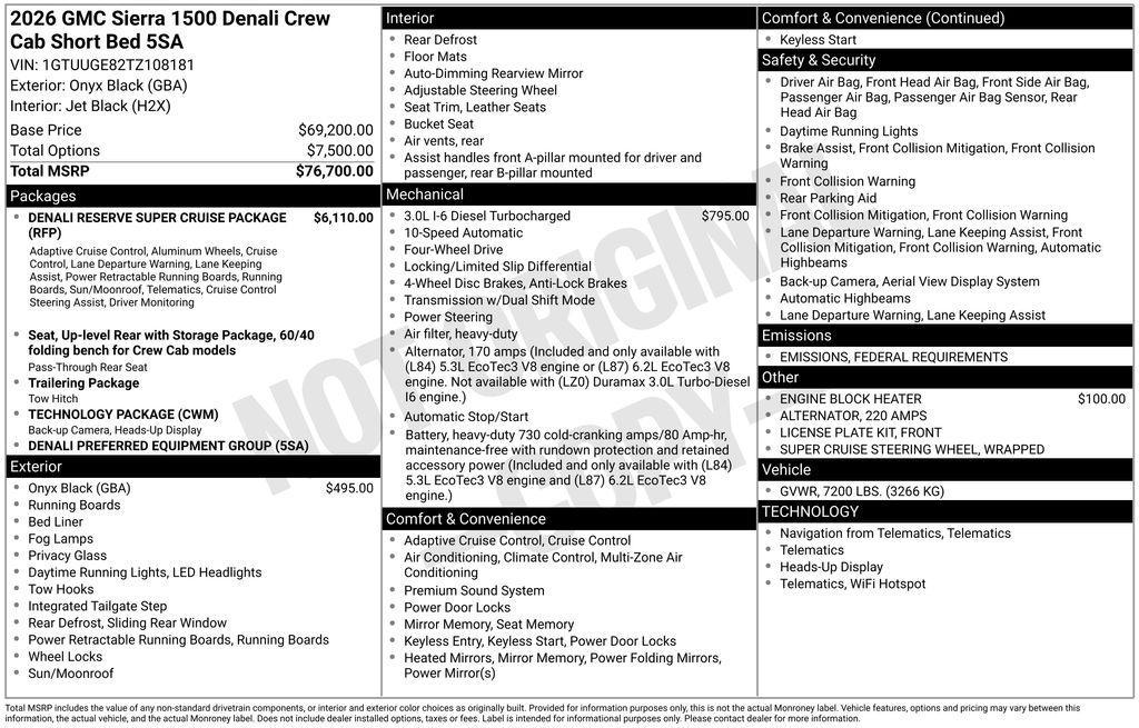 new 2026 GMC Sierra 1500 car, priced at $66,562