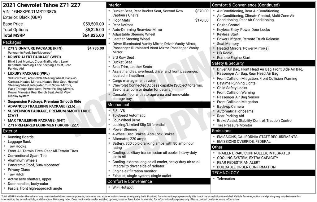 used 2021 Chevrolet Tahoe car, priced at $38,124