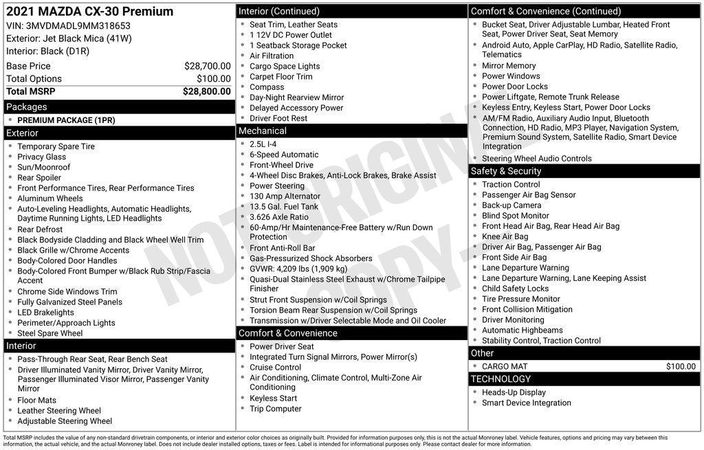 used 2021 Mazda CX-30 car, priced at $19,998