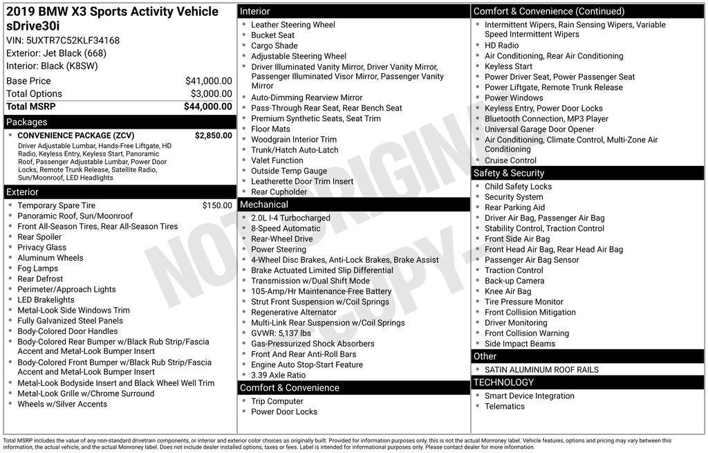 used 2019 BMW X3 car, priced at $15,407