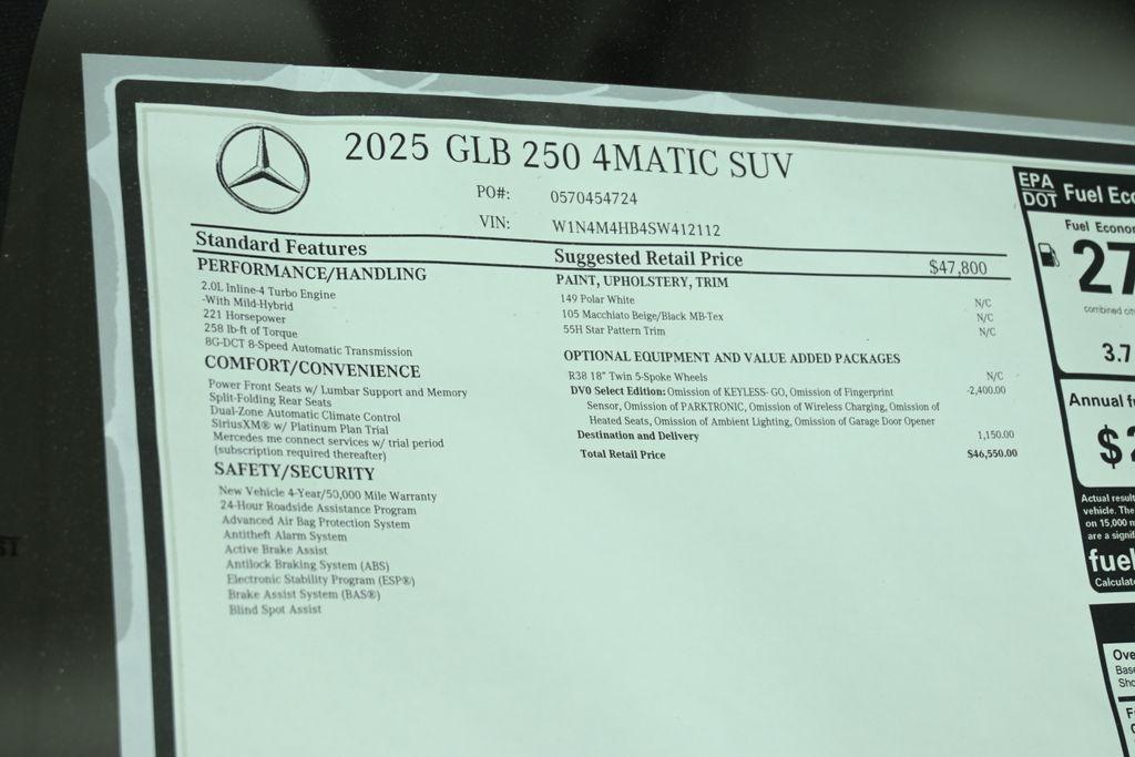 new 2025 Mercedes-Benz GLB 250 car, priced at $46,550