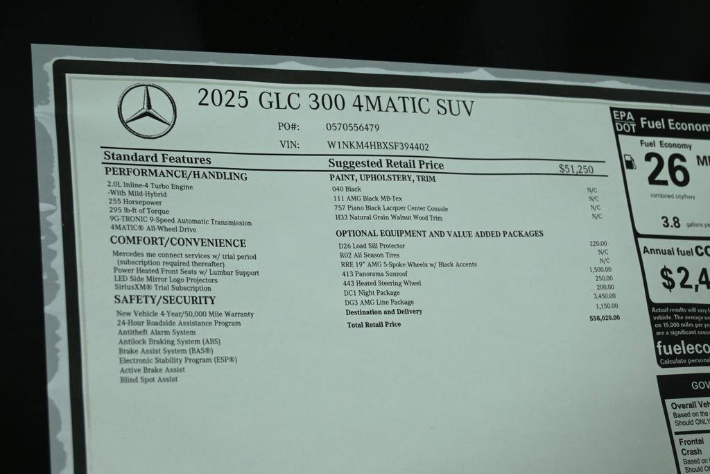 new 2025 Mercedes-Benz GLC 300 car, priced at $58,020