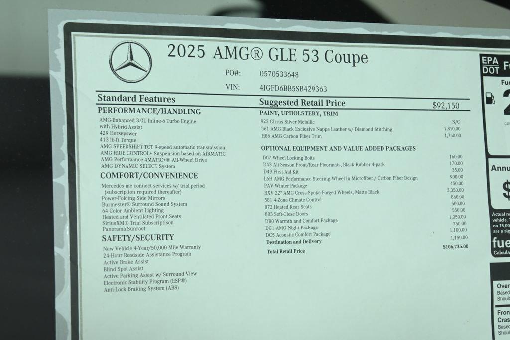 new 2025 Mercedes-Benz AMG GLE 53 car, priced at $106,735