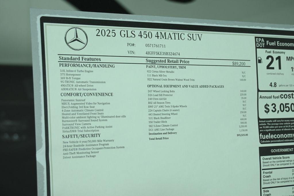new 2025 Mercedes-Benz GLS 450 car, priced at $95,525