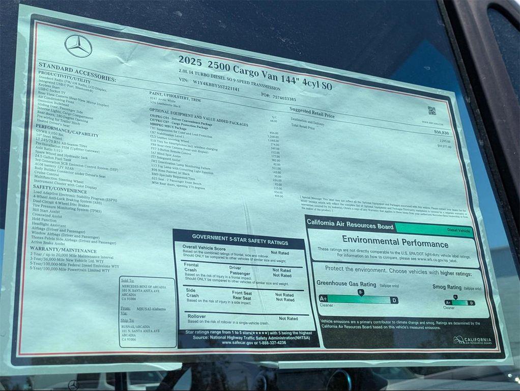 new 2025 Mercedes-Benz Sprinter 2500 car, priced at $59,977