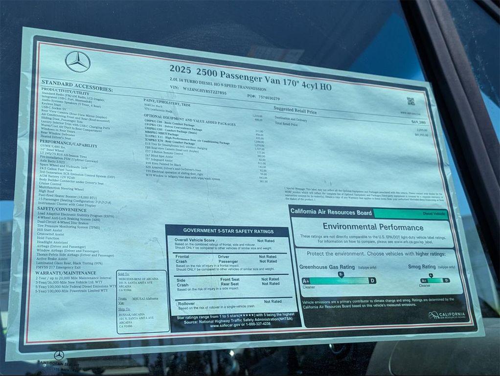 new 2025 Mercedes-Benz Sprinter 2500 car, priced at $81,955