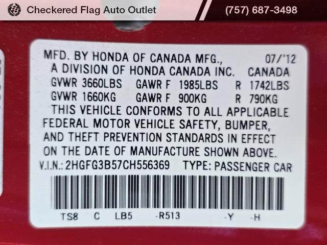used 2012 Honda Civic car, priced at $7,250