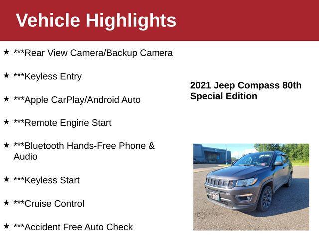 used 2021 Jeep Compass car, priced at $15,000