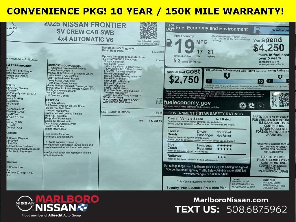 new 2025 Nissan Frontier car, priced at $41,140