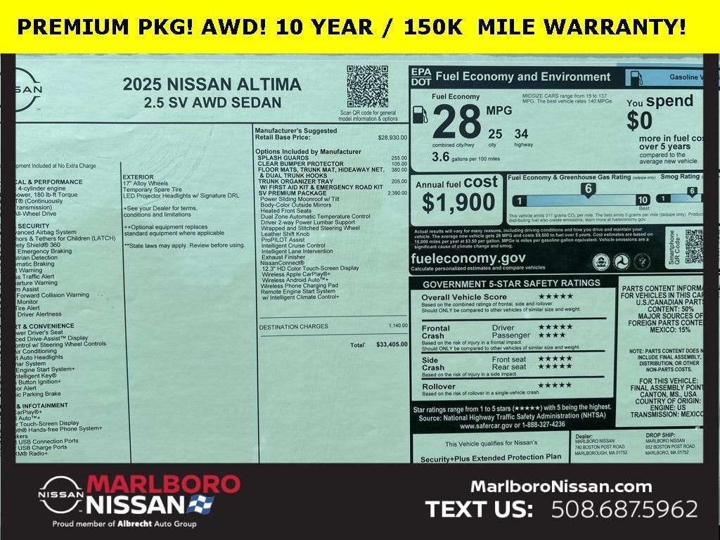 new 2025 Nissan Altima car, priced at $32,117