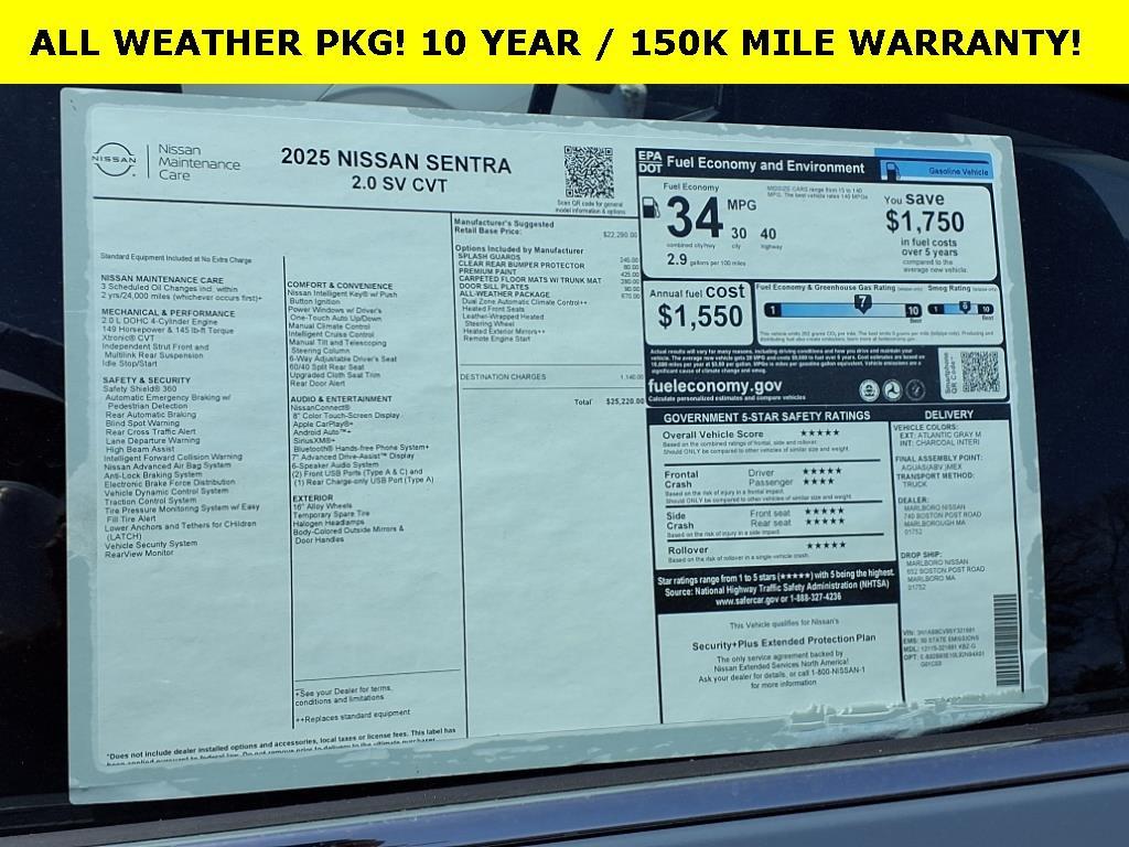 new 2025 Nissan Sentra car, priced at $23,986