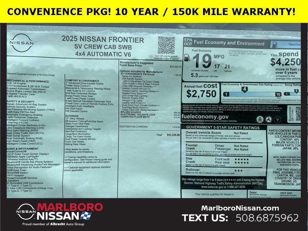 new 2025 Nissan Frontier car, priced at $41,140