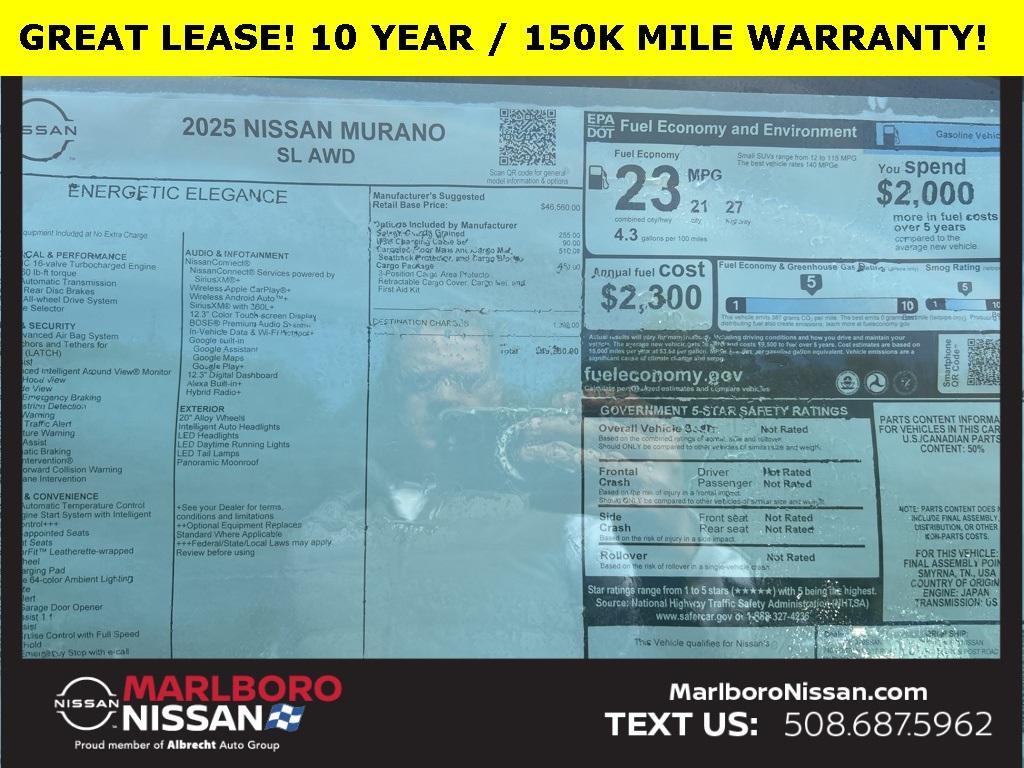 new 2025 Nissan Murano car, priced at $45,913