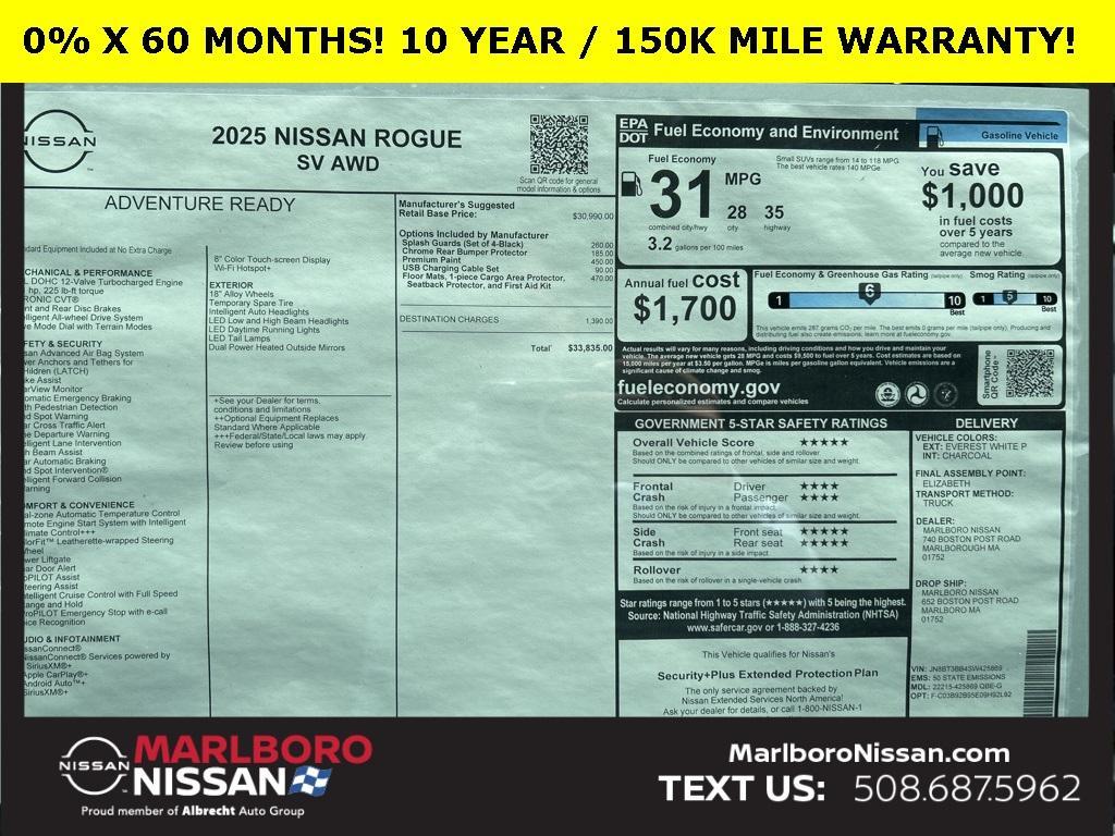 new 2025 Nissan Rogue car, priced at $33,085