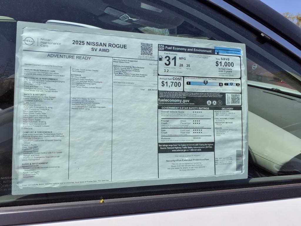 new 2025 Nissan Rogue car, priced at $33,534