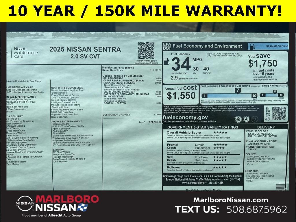 new 2025 Nissan Sentra car, priced at $23,712
