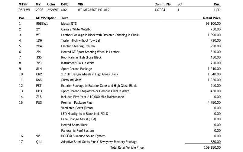 new 2026 Porsche Macan car, priced at $111,500