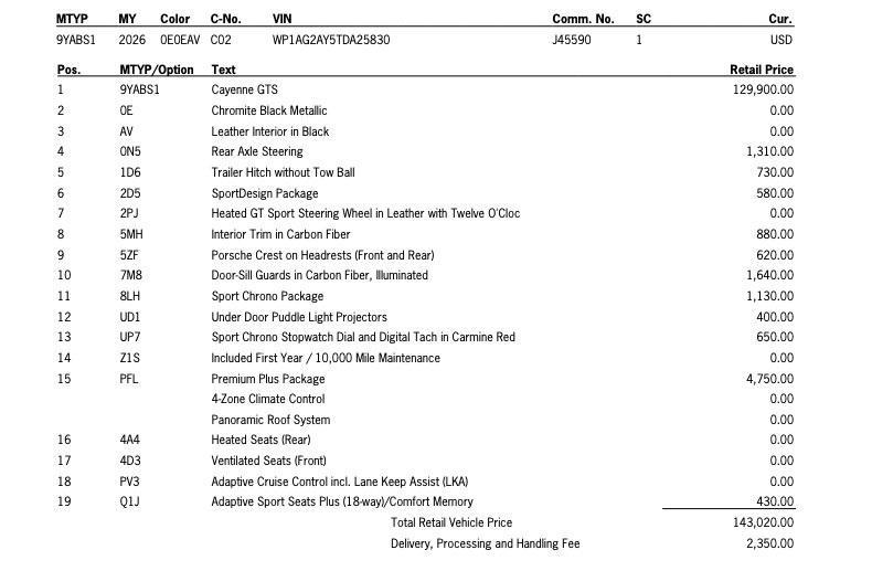 new 2026 Porsche Cayenne car, priced at $145,370