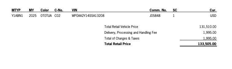 new 2025 Porsche Taycan car, priced at $133,505