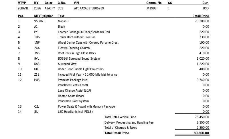 new 2026 Porsche Macan car, priced at $80,800
